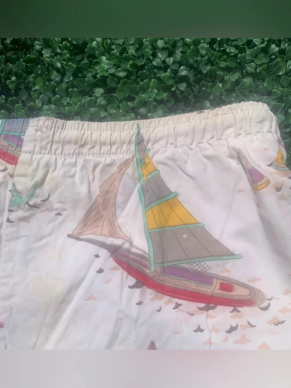 Vintage Nautica nautical sailing theme swim trunks - needs elastic repair